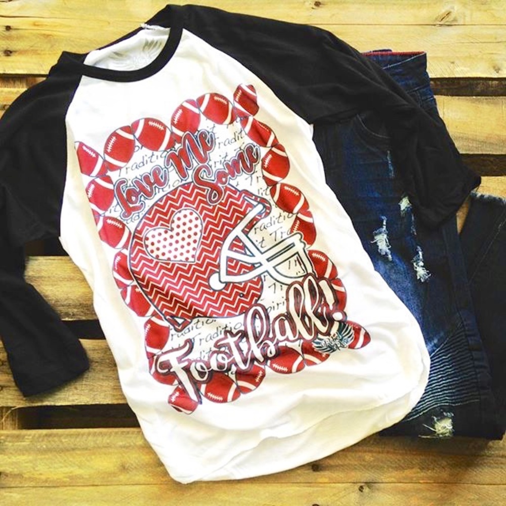 108- Love Me Some Football Game Day Raglan Tee